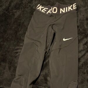 Nike Kids Black Leggings with White Logo